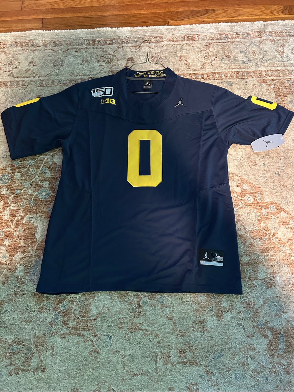 Sainristil - Jordan Navy Football Jersey with Yellow Number 0